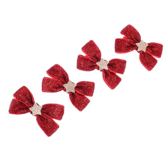 Raindrops 2 Pairs Hair Ties For Little Girls Bow Hair Tie Red Cloth Ponytail Keeper