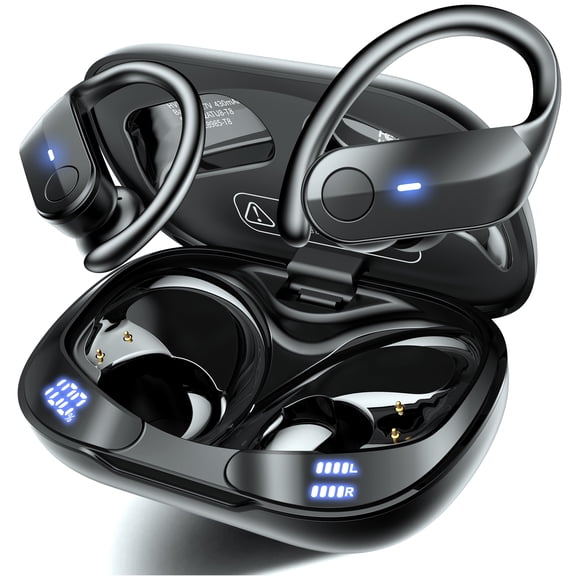 VEATOOL T8 Wireless Earbuds Bluetooth Headphones Sport, 2025 Bluetooth Earbuds Stereo Ear Buds, Noise Cancelling Mic, IPX7 Waterproof Headset for Workout/Running Black