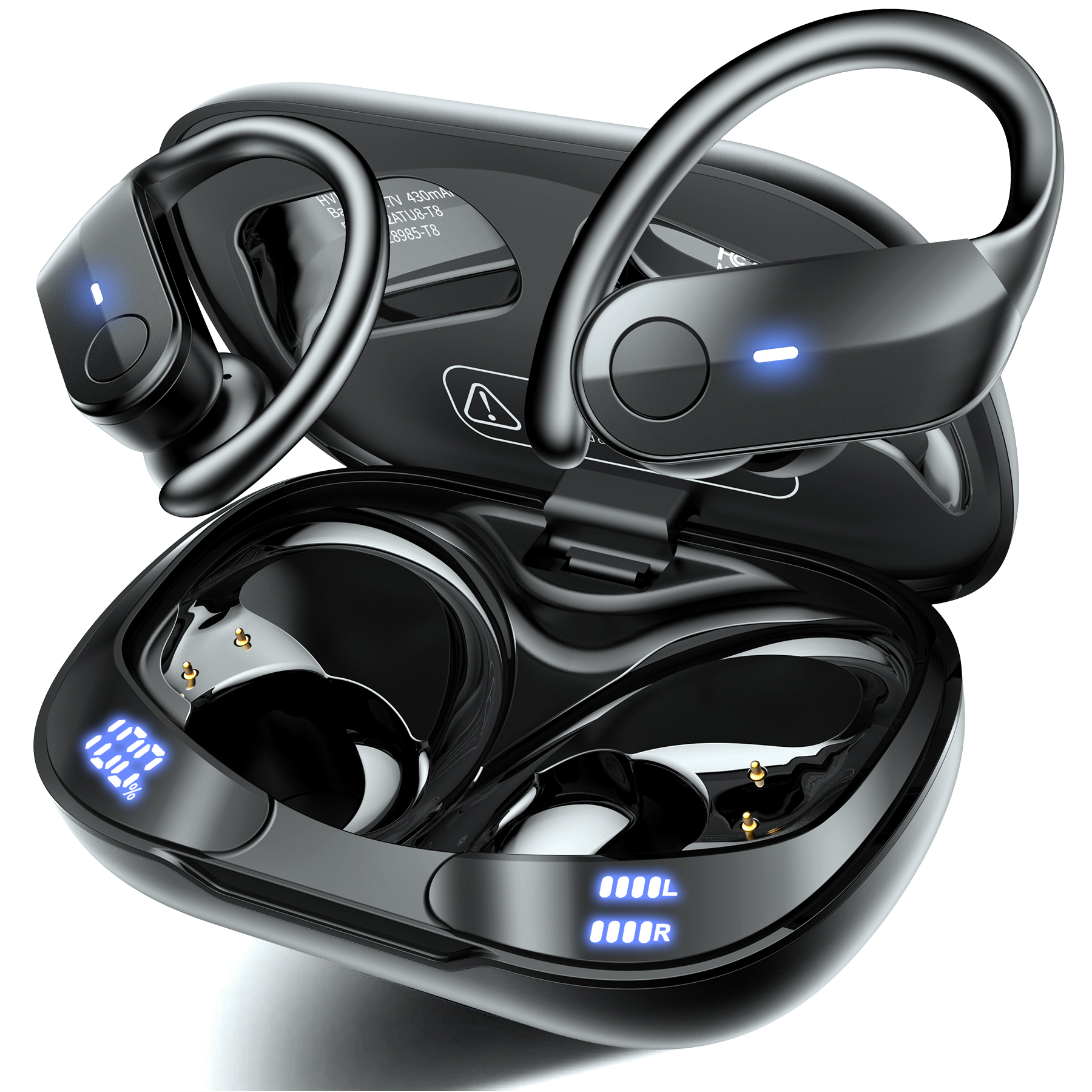 VEATOOL T8 Wireless Earbuds Bluetooth Headphones Sport, 2025 Bluetooth Earbuds Stereo Ear Buds, Noise Cancelling Mic, IPX7 Waterproof Headset for Workout/Running Black