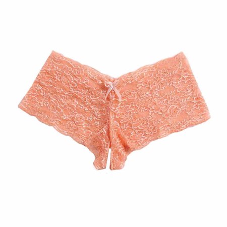 Lolmot Women s Lace Stretch Sexy Thong Bikini Panties Bow Tie Breathable Fashionable Crotchless V-Back Briefs
