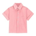 thumbnail image 3 of Hiijoy Big Girls Cotton Linen Button Up Shirt Solid Color Short Sleeve Loose Shirt, 3 of 5