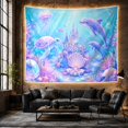 thumbnail image 6 of Iridescent Castle in Deep Blue and Lavender Seas, Dreamy Fantasy for Ocean Lovers, Underwater Wall Art, Birthday Gift, Tapestry Wall Hanging for Bedroom and Living Room, 6 of 7