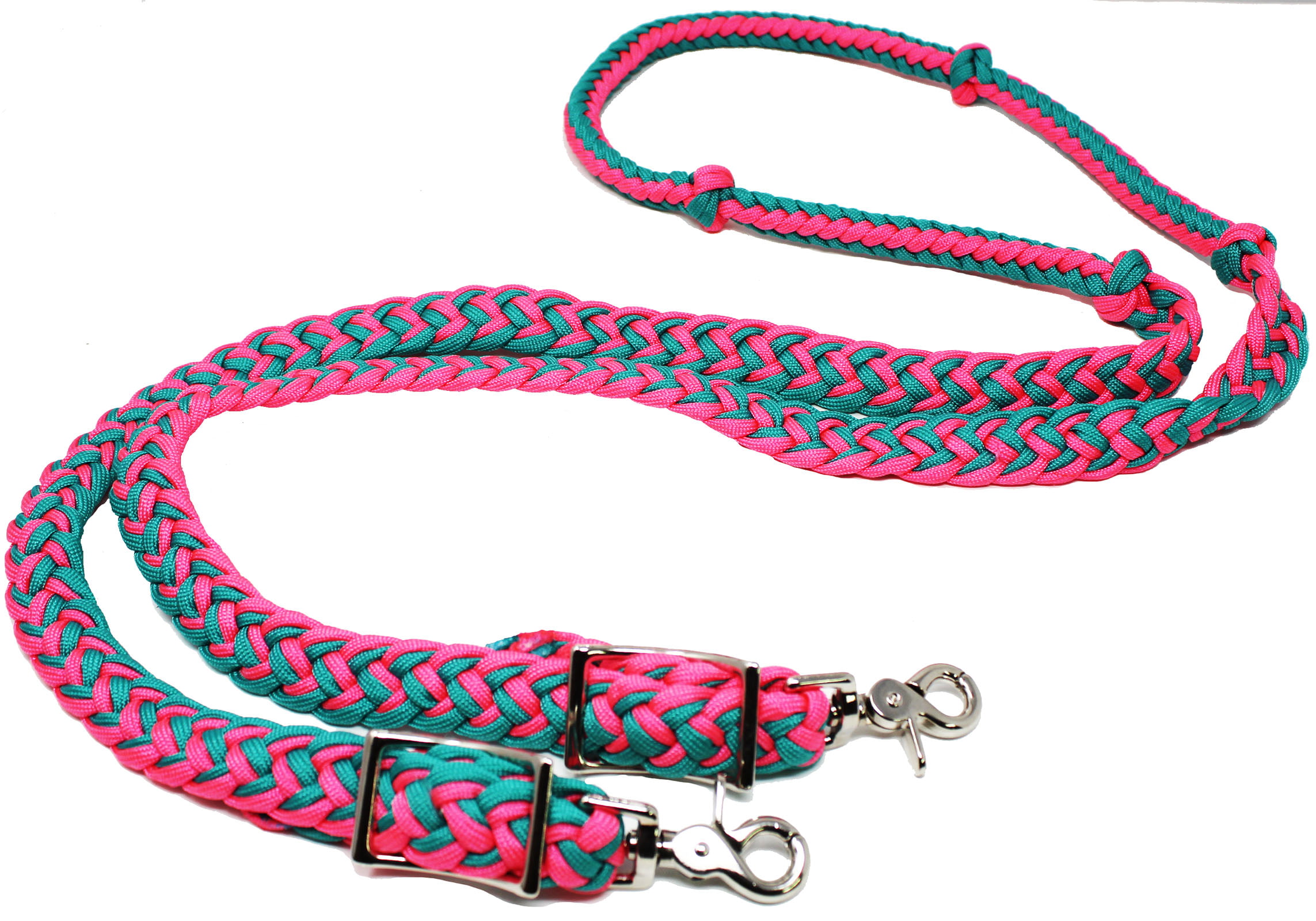 Roping Knotted Horse Tack Western Barrel Reins Nylon Braided Turquoise 607476 
