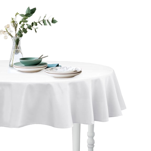 Hiasan White Round Tablecloth 60 Inch - Outdoor Tablecloth Waterproof Stain Resistant Spillproof Polyester Fabric Table Cloth for Dining Room Kitchen Parties