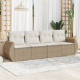 thumbnail image 1 of vidaXL 4 Piece Garden Sofa Set with Cushions Beige Poly Rattan, 1 of 5