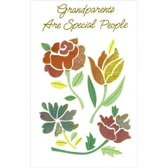 Freedom Greetings Thin Gold Foil Lines in Flowers: Grandparents Easter Card