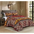 thumbnail image 2 of Chezmoi Collection Rodeo 3-Piece Southwestern Sunset Cowboys Quilt Set Full, Multicolor Red Orange Black White Printed Microfiber Lightweight Bedspread Set for All season, 2 of 9