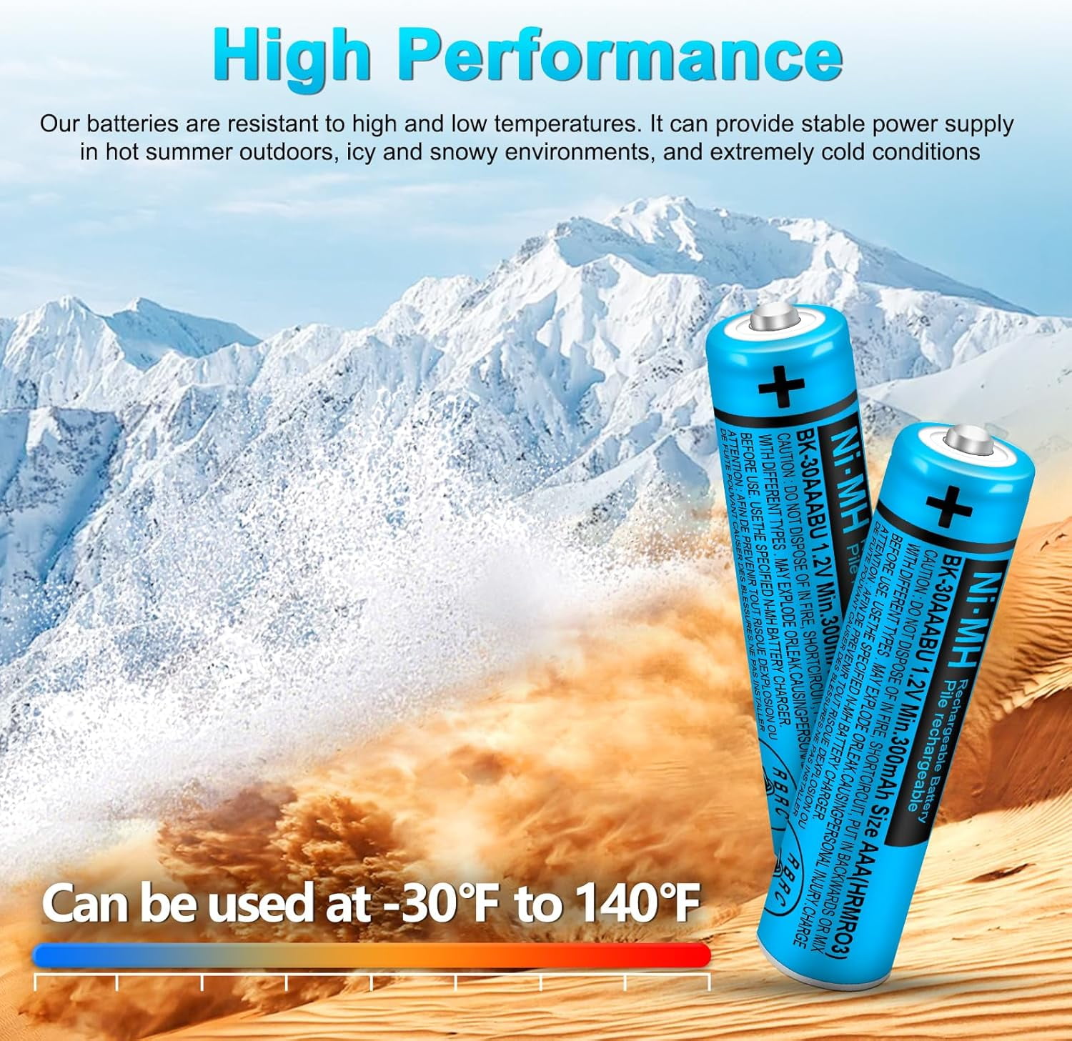 12 Pack BK-30AAABU NI-MH AAA Rechargeable Batteries 300mah Battery 1.2V for Panasonic Cordless Phones,Remote Controls,Electronics