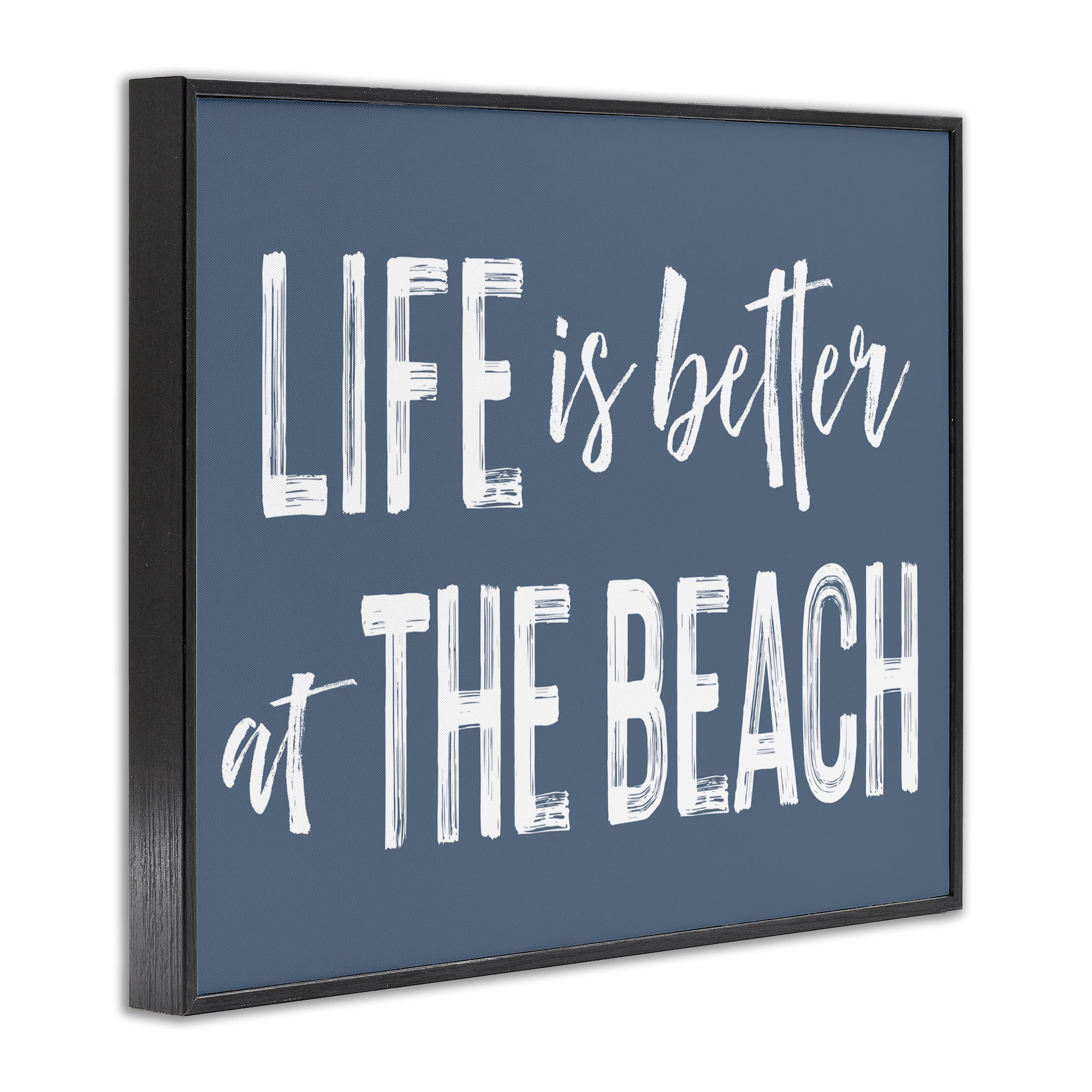 Life Better At Beach Blue Black Framed Giclee Art, design by Lettered and Lined