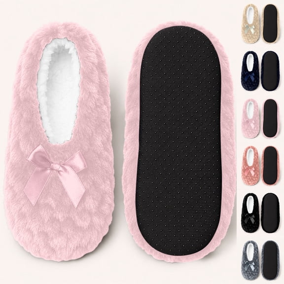 Baikeli Womens Cute Slipper Socks with Grippers Fuzzy Fluffy House Floor Shoes Warm Soft Non Slip Birthday Gifts for Christmas Watermelon Red S