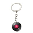 thumbnail image 1 of Llavero con colgante de piedra preciosa y disco de vinilo negro, llavero de metal creativo, accesorio para colgar en la bolsa, 1 of 5