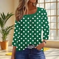 thumbnail image 2 of CYMMPU Floral Printed 3/4 Length Sleeve Summer Fall Casual Pleated Slanted Neck Dressy Tunic Tops Basic Tees Shirts Business Work Blouses 2025 Clothes for Women Army Green XL, 2 of 7