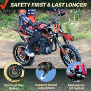 FRP FX40 40cc 4-Stroke Gas Powered Dirt Bike with Safety Kill Switch for young rides, Front & Rear Disc Brakes, EPA Certified, FX40-Ogemaw, Red, Max Model