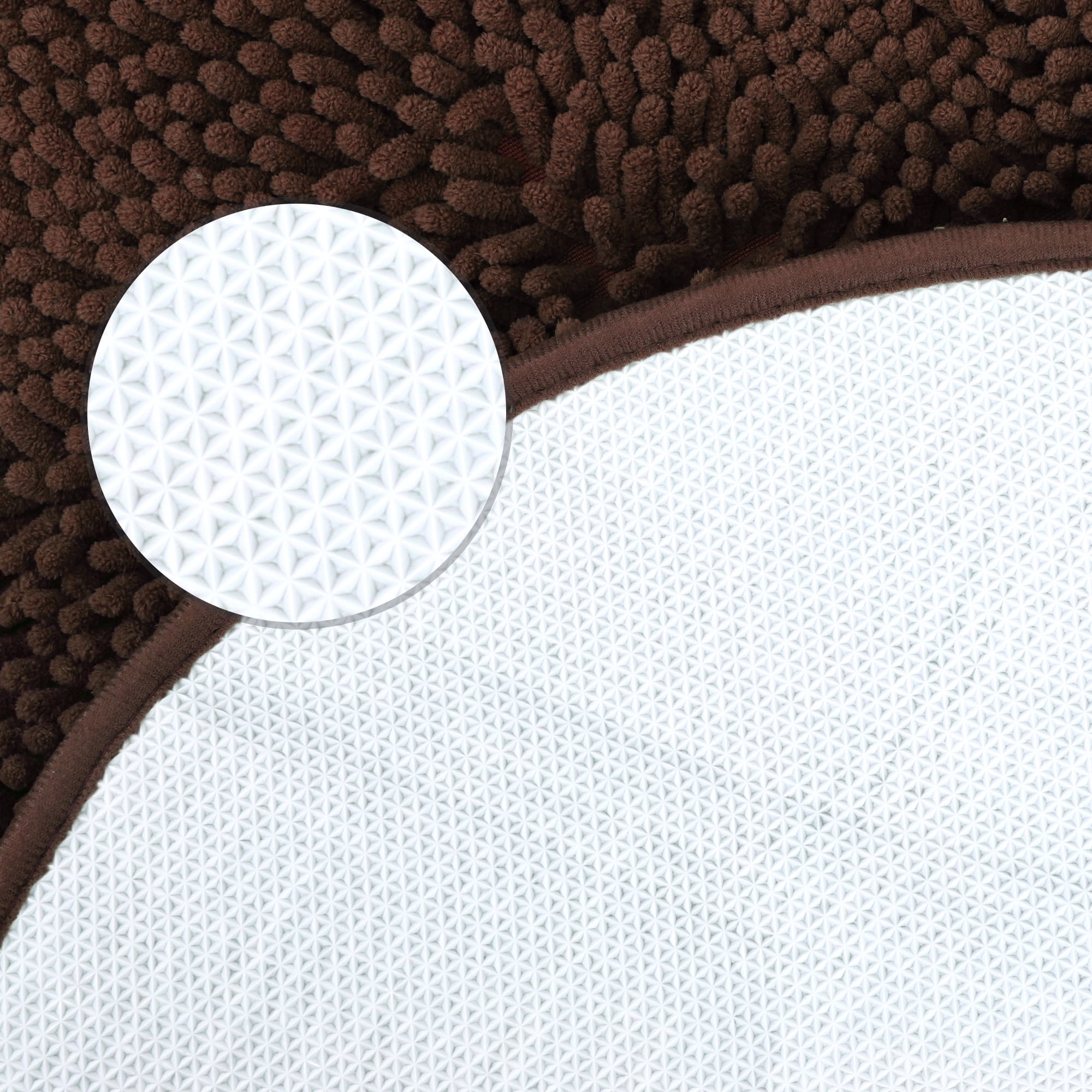Unique Bargains Oval Plush Bath Mat Soft Non Slip Washable Rug Brown 16" x 24"
