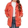 thumbnail image 2 of jsaierl Women's Wool Blend Color Block Button Down Solid Long Sleeve Oversized Shacket Jacket Coat, 2 of 7