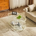 thumbnail image 3 of Zimtown Mid-Century Round Coffee Table, 38" Glass Table for Living Room Table, Antique Center Table, Modern Furniture, Beige, 3 of 9