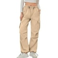 thumbnail image 2 of tarylea Cargo Pants for Women Drawstring Cinch Bottom Trousers Solid Color Elastic Waist Pants with Multi Pockets Casual Workout Pants, 2 of 9