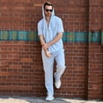 thumbnail image 2 of Xzbqbs Sweatsuits for Men 2 Piece Jacquard Set Zip Up Short Sleeve Athletic Hoodie and Jogger Pant Casual Fashion Summer Tracksuits, 2 of 7