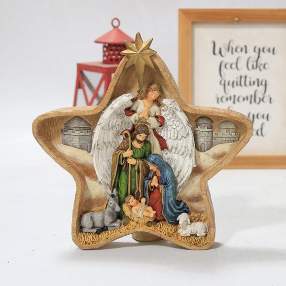 Estantería de decoración de estatuil en apariencia de , estantería de escritorio, estatua de cristiana de Cristo, ornamento familiar Colco Figura Nacimiento de Jesús