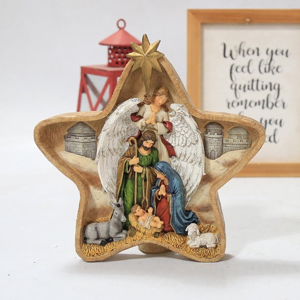 Estantería de decoración de estatuil en apariencia de , estantería de escritorio, estatua de cristiana de Cristo, ornamento familiar Colco Figura Nacimiento de Jesús
