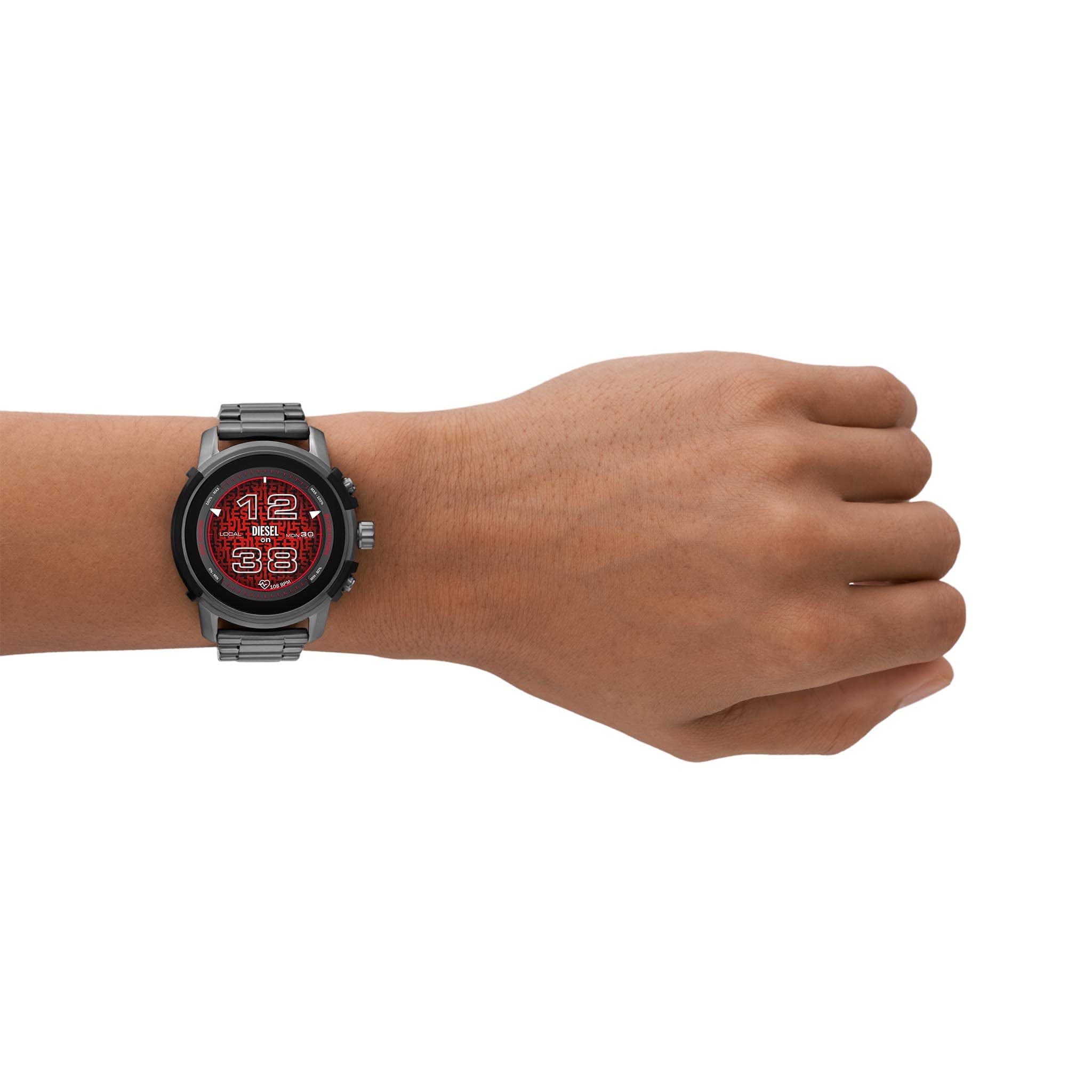 Diesel DZT2042 Griffed Gen 6 Gunmetal Stainless Steel Bracelet Mens Alexa GPS Smartwatch