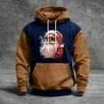 thumbnail image 2 of Men Hooded Sweatshirt Long Sleeve Pullover Santa Claus Graphic Print Casual Loose Fit Kangaroo Pocket Drawstring Design Coffee M, 2 of 5