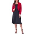 thumbnail image 3 of INSPIRE CHIC Women's Faux Fur Bolero Long Sleeve Open Front Cropped Jacket Red XL, 3 of 7