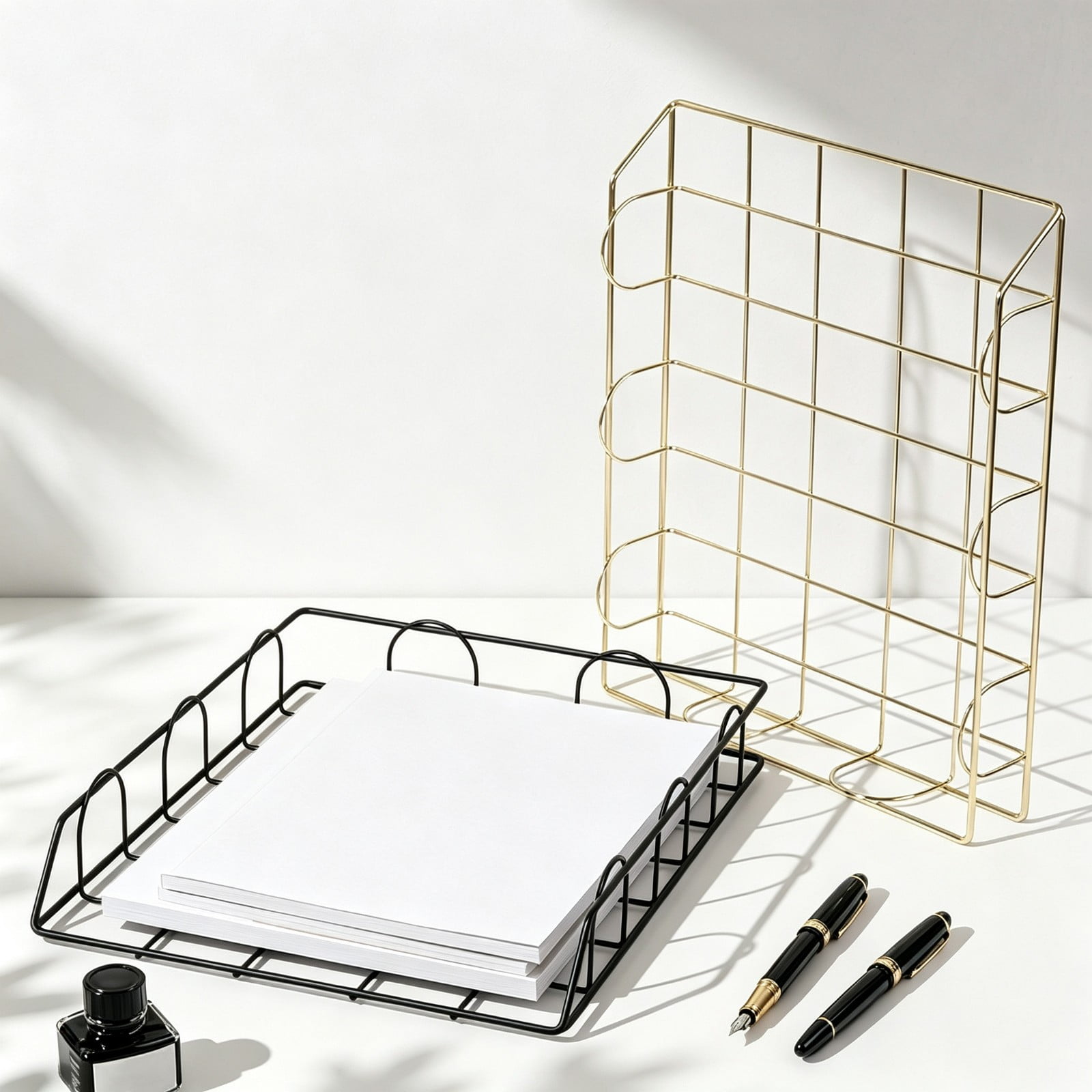 Sturdy Metal Document Tray Desktop Paper File Organizer for A4 Letter Size Stackable Office Desk File for Papers Letters Notebooks