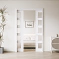 thumbnail image 3 of 48" X 80" Frosted Glass 5-Lite Sliding Pocket Door White Standard Door with Hardware Kit Set, 3 of 8