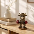thumbnail image 3 of Highland Cow Figurine - Resin Cute Scottish Cow Statue for Home Office Desk Decor, Funny Sporty Highland Cow Sculpture for Bookshelf Shelf, Gift for Cow Lovers, 3 of 7