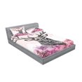 thumbnail image 2 of Ambesonne Tribal Fitted Sheet & Pillow Sham Set, Flower Leaves Hand Drawn, Queen, Black Fuchsia, 2 of 2