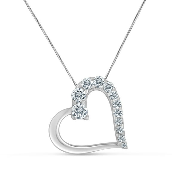 1.00ctw Diamond Heart Pendant Necklace in 14k White Gold