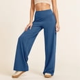thumbnail image 2 of YANGXINX Yoga Pants for Women 2026 Trendy High Waisted Solid Wide Leg Flared Bootcut Trousers No Front Seamless Loose Fit Outdoor Activewear, 2 of 5