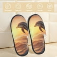 thumbnail image 2 of Fotbe Sunset Dancing Dolphin A Pattern Women's Fuzzy Slippers Plush Slippers Fluffy Winter House Shoes Indoor and Outdoor-Large, 2 of 8