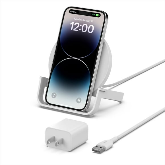 Cargador inalámbrico Belkin Quick Charge 10W con certificación Qi blanco