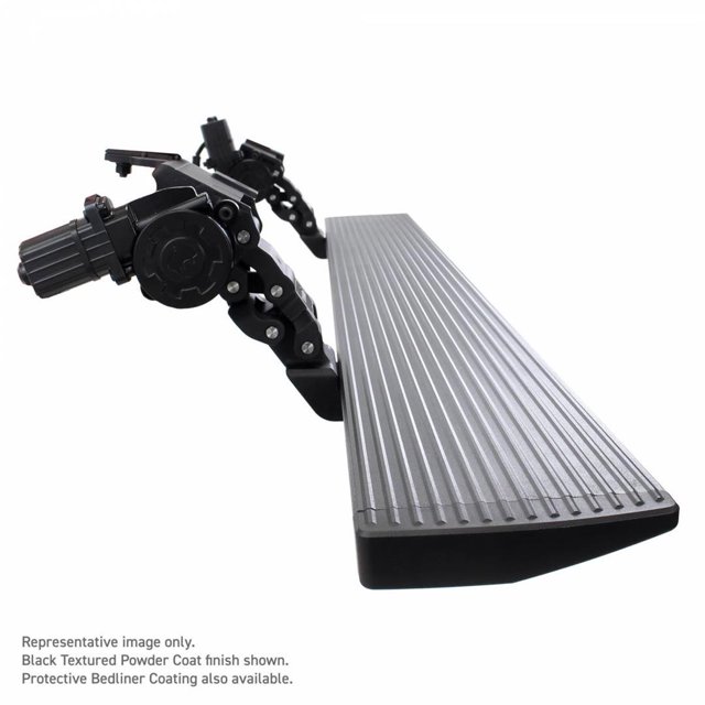 Go Rhino Running Board 20410687T E-Board E1; Protective Bedliner Coating; Black; Aluminum; Lighted; Rocker Panel Mount