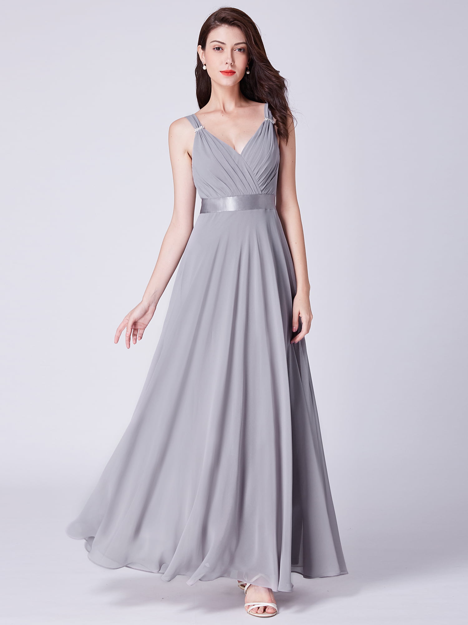 Ever-Pretty Elegant A Line Long Tulle Bridesmaid Dresses with Sequin Bodice 07392 