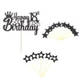 thumbnail image 1 of Decoración de pastel para hombre y mujer de 18 años, decoración de pastel para hombre y mujer de 18 años, estrellas negras, decoración de pastel para hombre y mujer, adorno para pastel, adornos para, 1 of 5