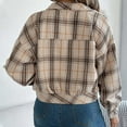 thumbnail image 5 of PUMISAS Short Hoodless Coat For Women Casual Button Down Shirt Long Sleeve With Pocket Casual Loose Plaid Jacket, 5 of 7