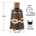 Sunjoy Tabletop Oil Torch, Tiki Style Rattan Vine Outdoor Lighting