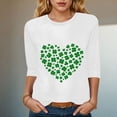 thumbnail image 2 of felwors Women's St Patricks Day Shirts Lucky Shamrock Clover Irish Tee Shirt Crewneck 3/4 Sleeve Holiday St Pattys Tops (White, XL), 2 of 8
