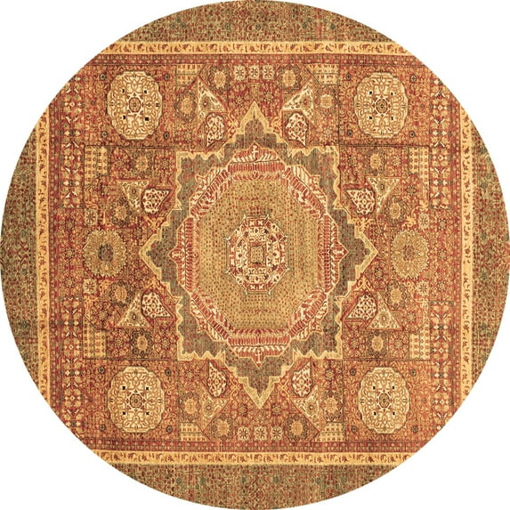 Ahgly Company Indoor Round Abstract Brown Modern Area Rugs, 5' Round