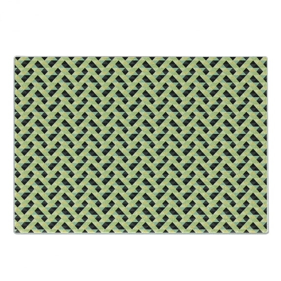Geometric Cutting Board, Triangles and Rhombuses with Many Colors Abstract Grid Style Retro Illustration, Decorative Tempered Glass Cutting and Serving Board, Small Size, Multicolor, by Ambesonne