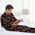 thumbnail image 6 of Hirioo Watermelon for Men's Pajama Sets 2 Piece Pjs Men's Long-Sleeved Pajama Set Button Down Sleepwear,S-XXL-X-Large, 6 of 7