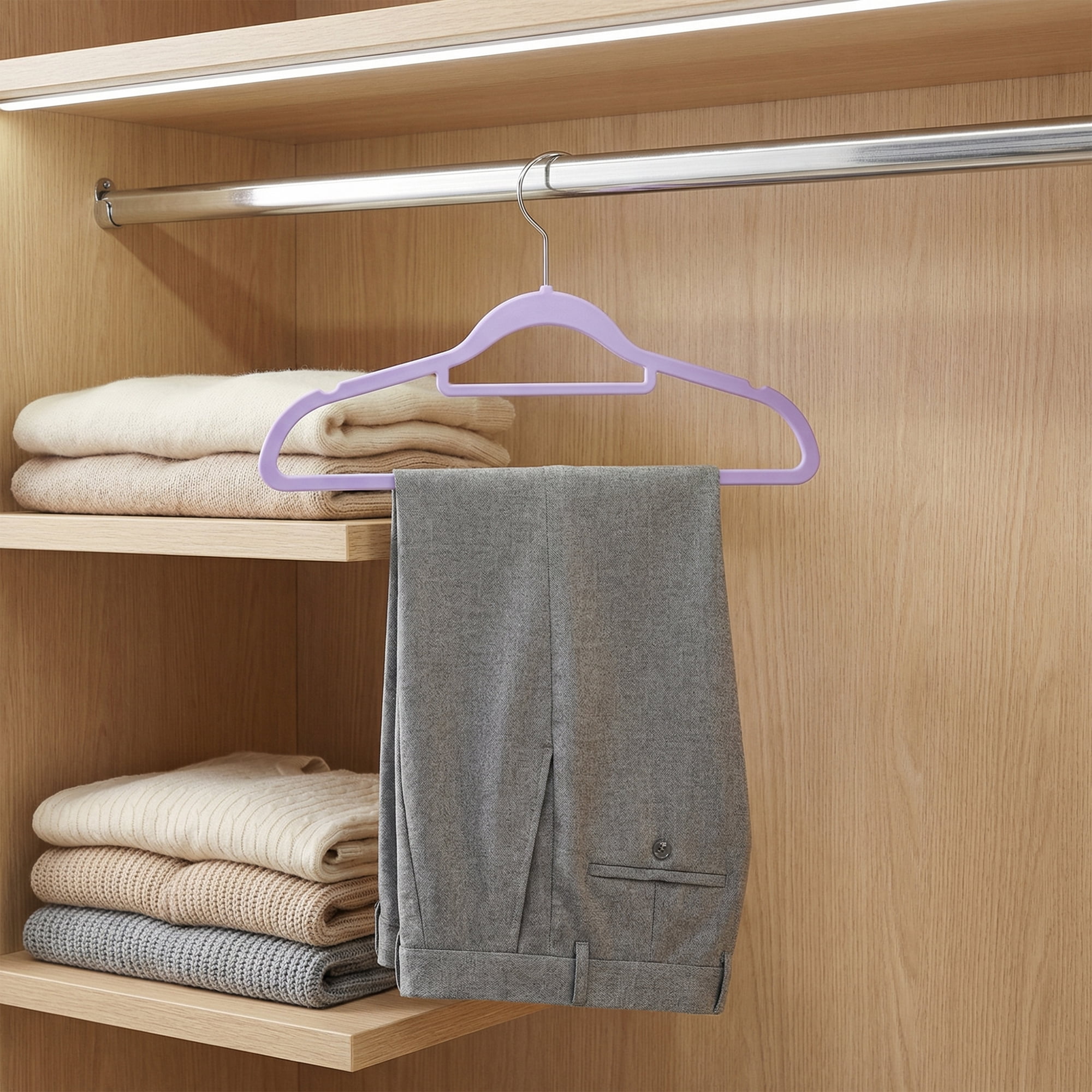 Unique Bargains 10Pcs Plastic Durable Hangers With Pinch Clips Purple