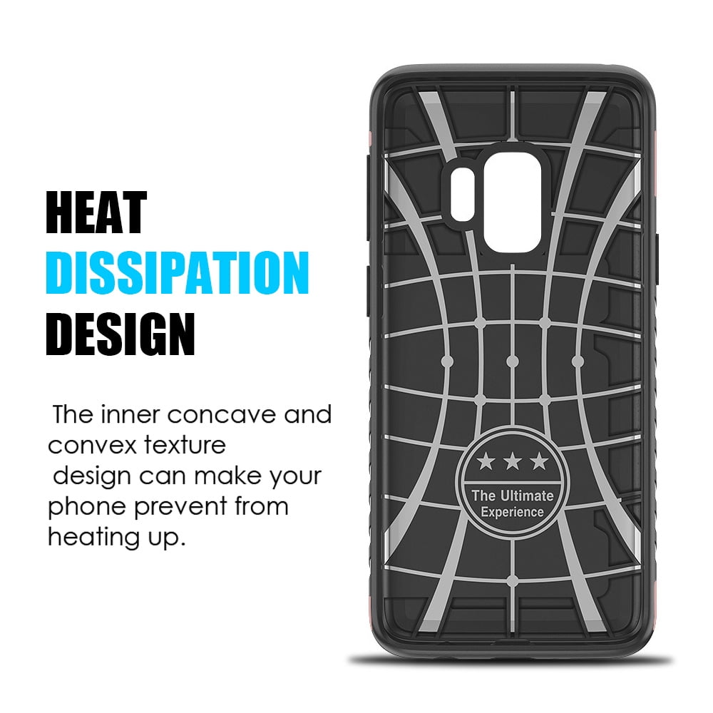 Perfect Fit Hybrid Case for Samsung Galaxy S9 Heavy Duty with Built-In Stand and Card Holder