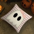 thumbnail image 5 of AuroraX 18x18 Inch Pillow Cover Decorative Pink Ghost Halloween Throw Pillow Covers Indoor Bohemian Breathable Striped Cushion Cover Room,Livingroom Decor, 5 of 6