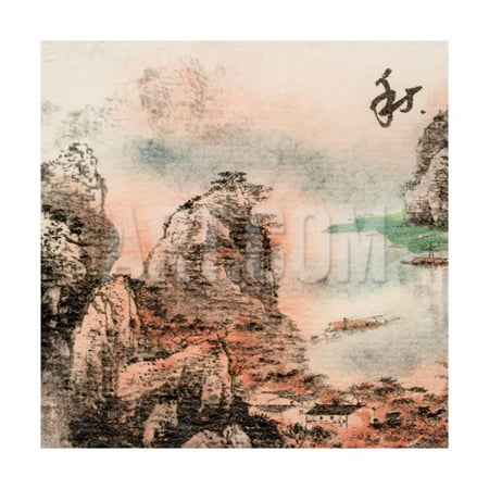 Four Seasons Paintings - Chinese Traditional Ink Painting, Landscape of Season, Fall. Print Wall Art By elwynn
