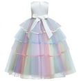 thumbnail image 2 of Jurebecia Girls Unicorn Rainbow Princess Dress up Pageant Long Maxi Tulle Fancy Birthday Party Cosplay Costume Dance Prom, 2 of 10