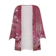 thumbnail image 5 of ZKIRBJV Black Cardigan for Women 3/4 Sleeve Womens Plus Size Shrugs and Cardigans Lightweight Open Front Shrug Cardigan Floral Print Dressy Casual Soft Oversized Cardigans Hot Pink 3XL, 5 of 6